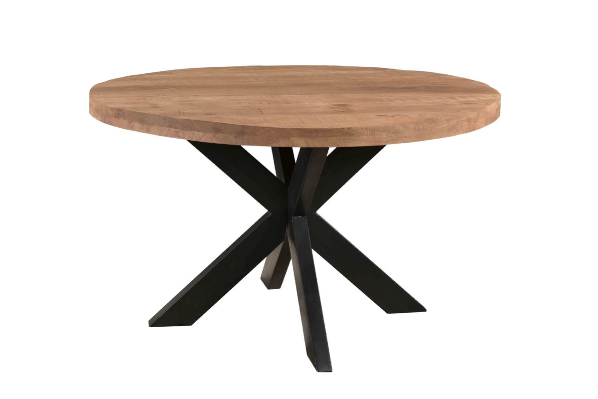 Eettafel Brix Sturdy naturel mangohout, vooraanzicht op witte achtergrond
