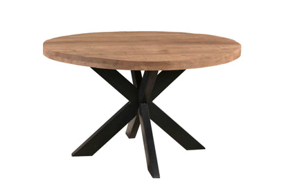 Eettafel Brix Sturdy naturel mangohout, vooraanzicht op witte achtergrond