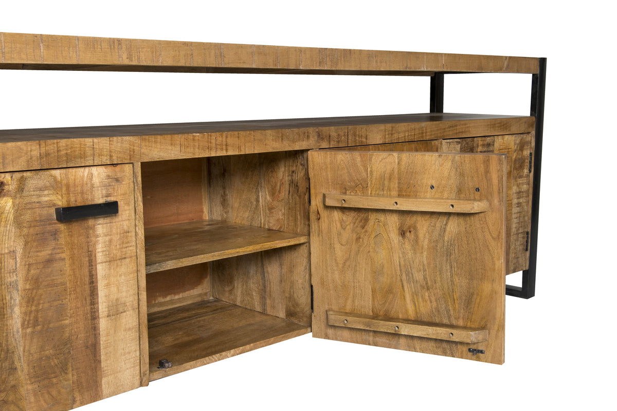 Dressoir Nairobi bruin mangohout 210 cm, detail van het materiaal
