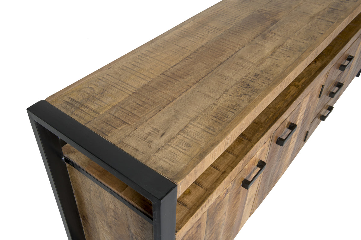Dressoir Nairobi bruin mangohout 210 cm, detail van het materiaal