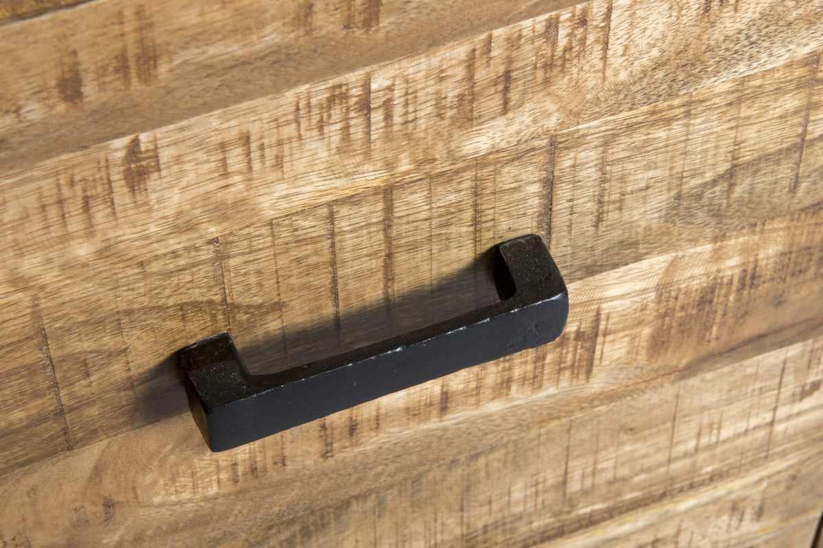 Dressoir Nairobi bruin mangohout 210 cm, detail van het materiaal