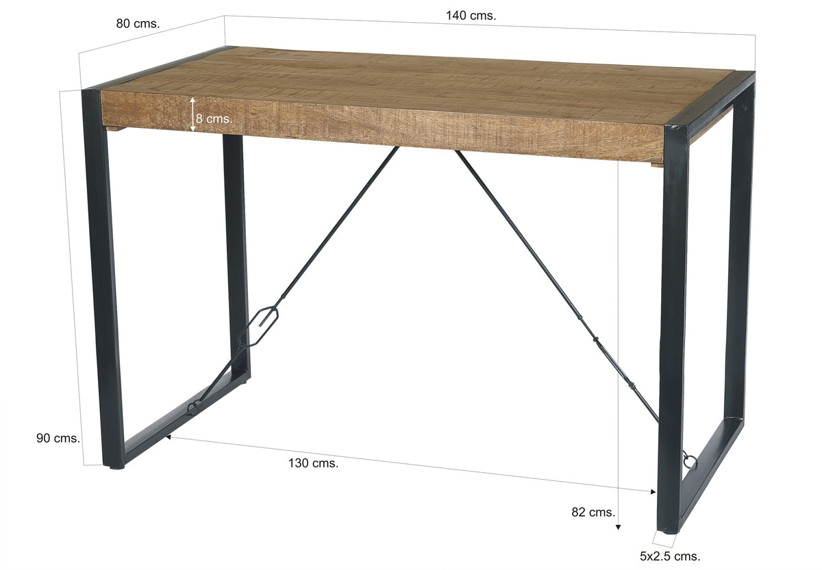 Bartafel Nairobi bruin mangohout, maatvoering met afmetingen