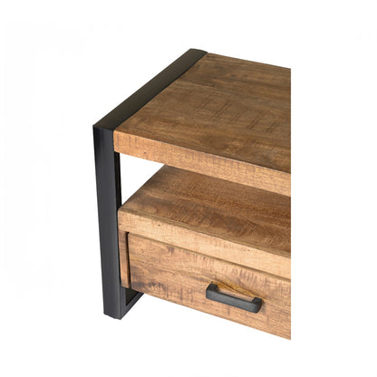 Tv-meubel Nairobi bruin mangohout 120 cm, detail van het materiaal