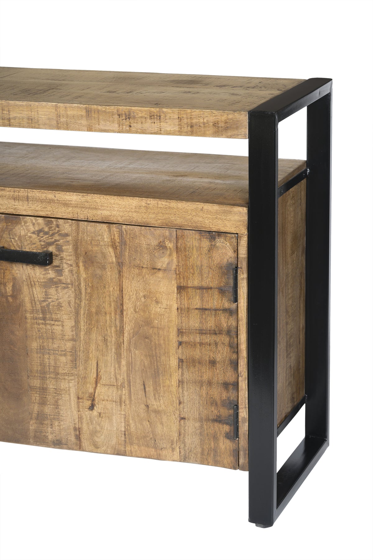 Dressoir Nairobi bruin mangohout 180 cm, zijaanzicht op witte achtergrond