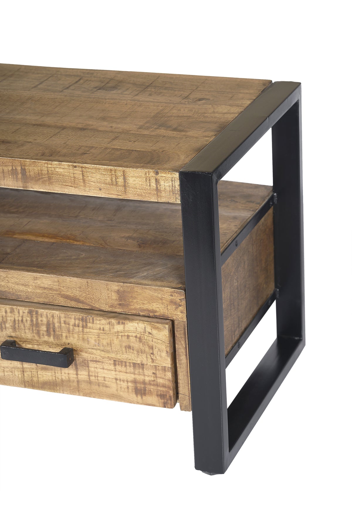 Tv-meubel Nairobi bruin mangohout 150 cm, detail van het materiaal