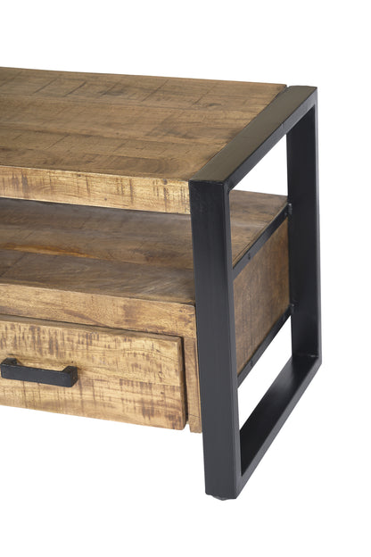 Tv-meubel Nairobi bruin mangohout 150 cm, detail van het materiaal