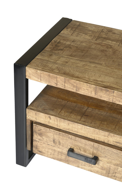 Tv-meubel Nairobi bruin mangohout 150 cm, detail van het materiaal