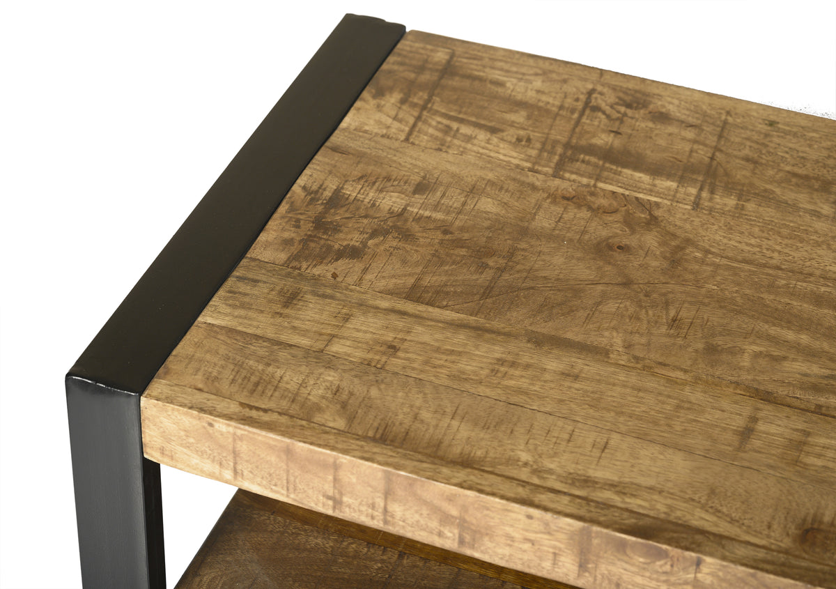 Tv-meubel Nairobi bruin mangohout 150 cm, detail van het materiaal