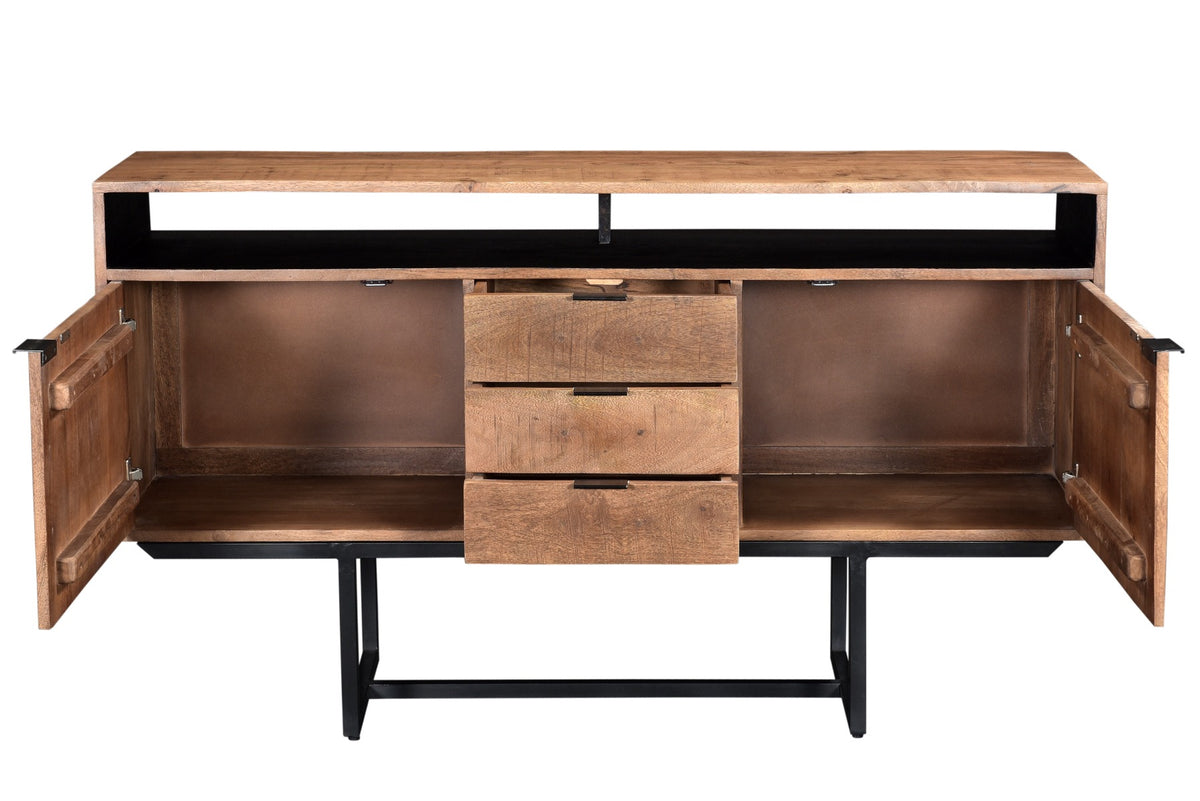 Dressoir Valdez 150 cm naturel mangohout, detail van het materiaal
