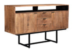 Dressoir Valdez 150 cm naturel mangohout, vooraanzicht op witte achtergrond