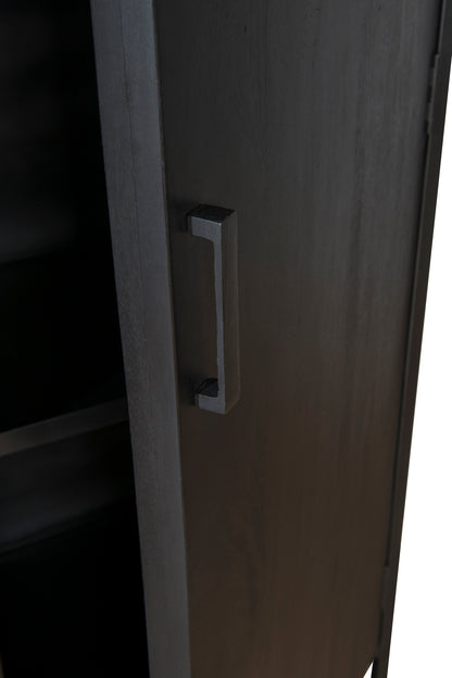 Opbergkast Kala zwart mangohout 100 cm, detail van het materiaal