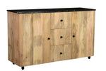 Dressoir Brix naturel mangohout, vooraanzicht op witte achtergrond