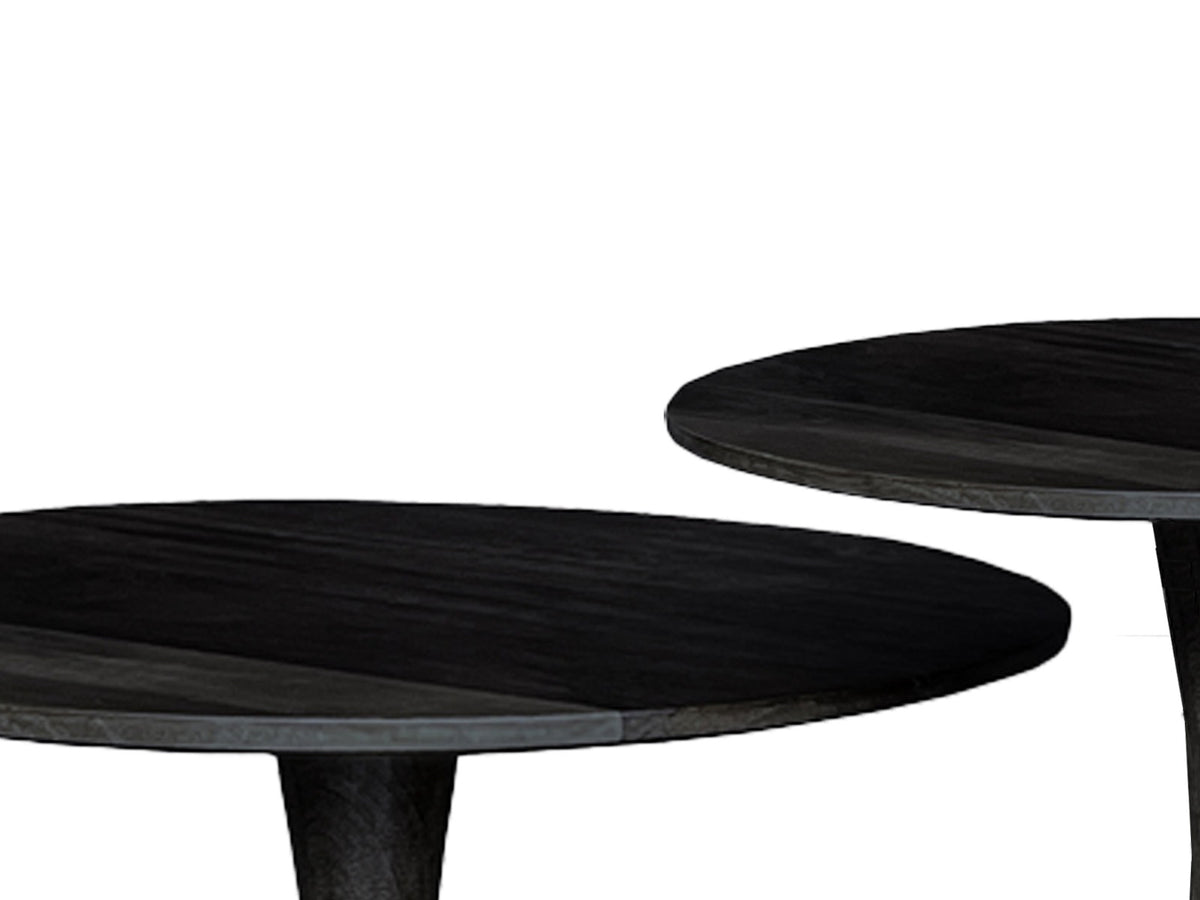 Salontafel Brix Vivian rond zwart mangohout, detail van het materiaal