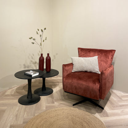 Salontafel Brix Vivian rond zwart mangohout in een interieur