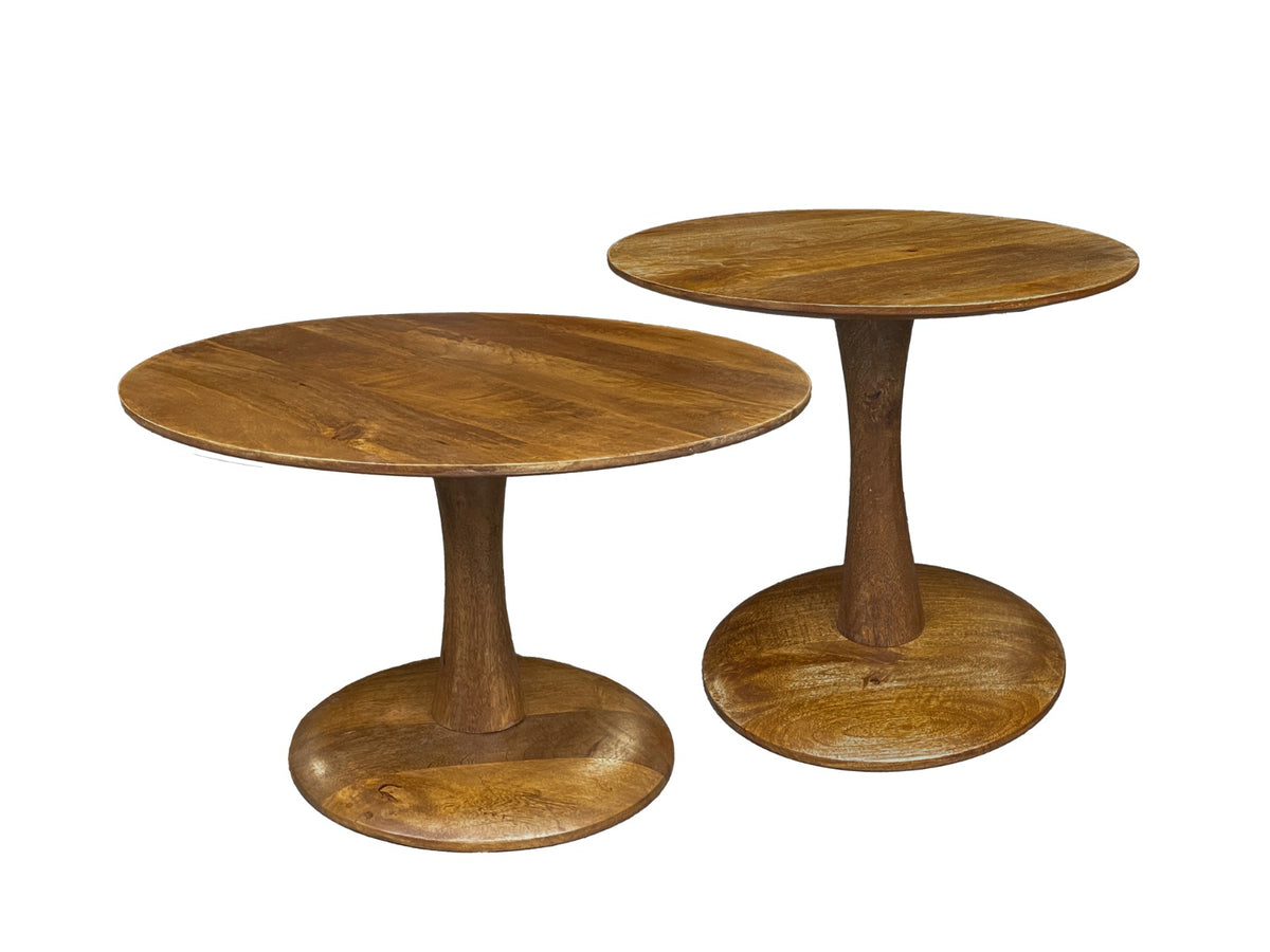 Salontafel Brix Vivian 60 cm naturel mangohout, vooraanzicht op witte achtergrond