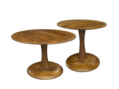 Salontafel Brix Vivian 60 cm naturel mangohout, vooraanzicht op witte achtergrond
