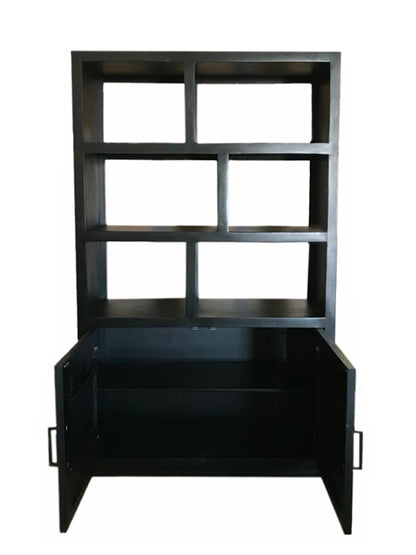 Vakkenkast Jaxx 120 cm zwart mangohout, detail van de functie