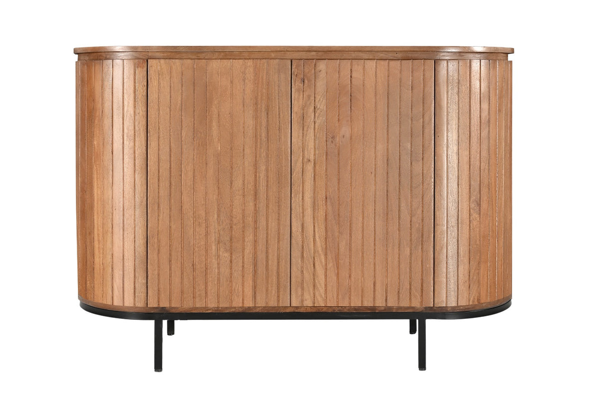 Dressoir Noor naturel mangohout, vooraanzicht op witte achtergrond