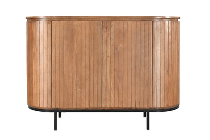 Dressoir Noor naturel mangohout, vooraanzicht op witte achtergrond