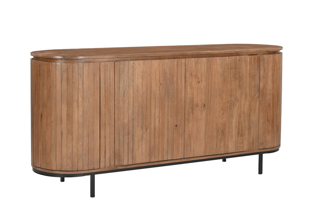 Dressoir Noor naturel mangohout, schuin vooraanzicht op witte achtergrond