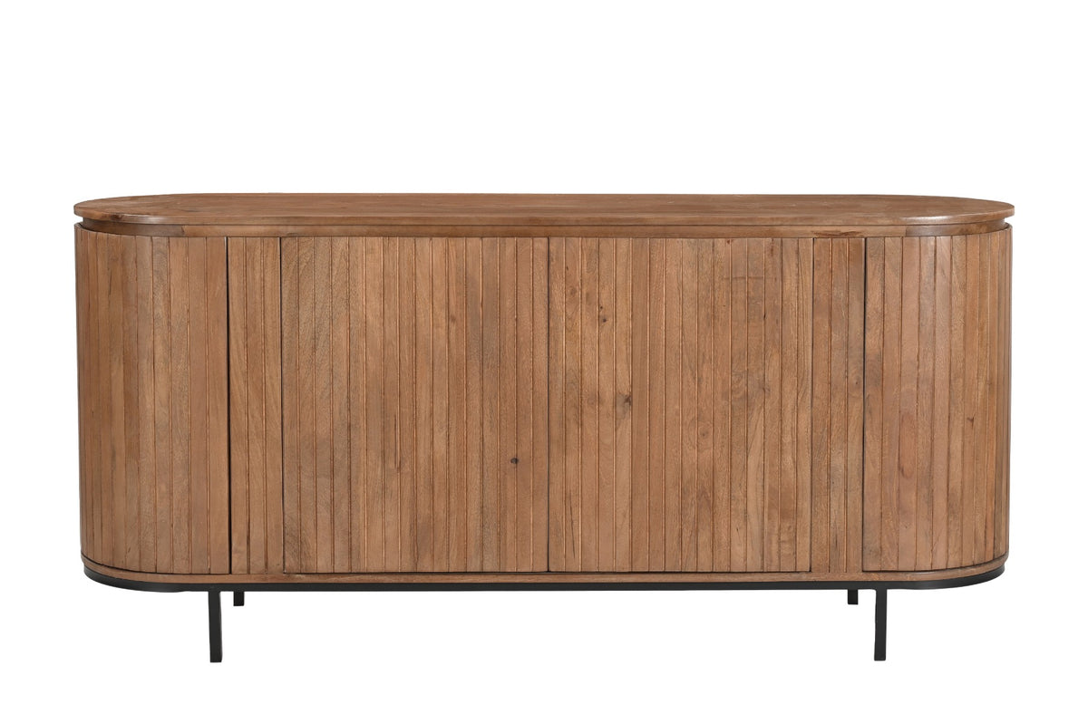 Dressoir Noor naturel mangohout, vooraanzicht op witte achtergrond