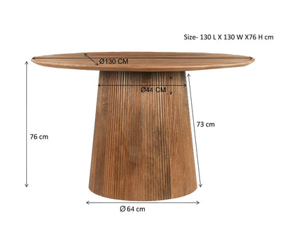 Eettafel Salvator naturel mangohout, maatvoering met afmetingen