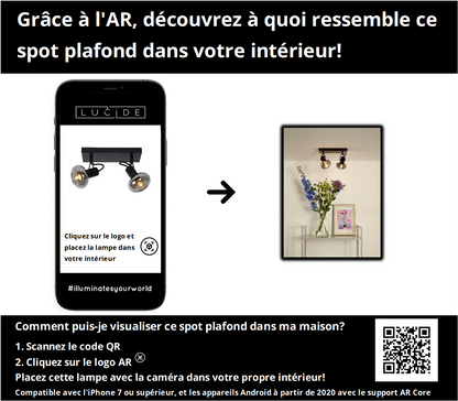 Plafondspot Madee | 2-Lichts | Zwart Metaal