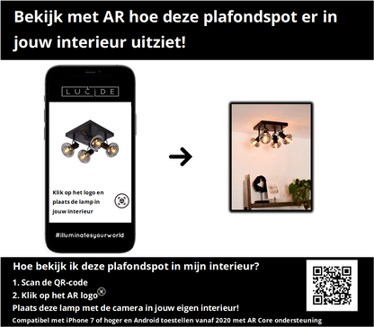 Plafondspot Madee | 4-Lichts | Zwart Metaal