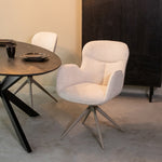 Eetkamerstoel Lasse | Naturel Stof | Taupe Metaal