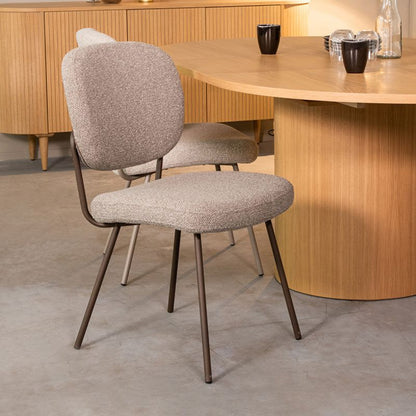 Eetkamerstoel Singapore | Grijs Bouclé