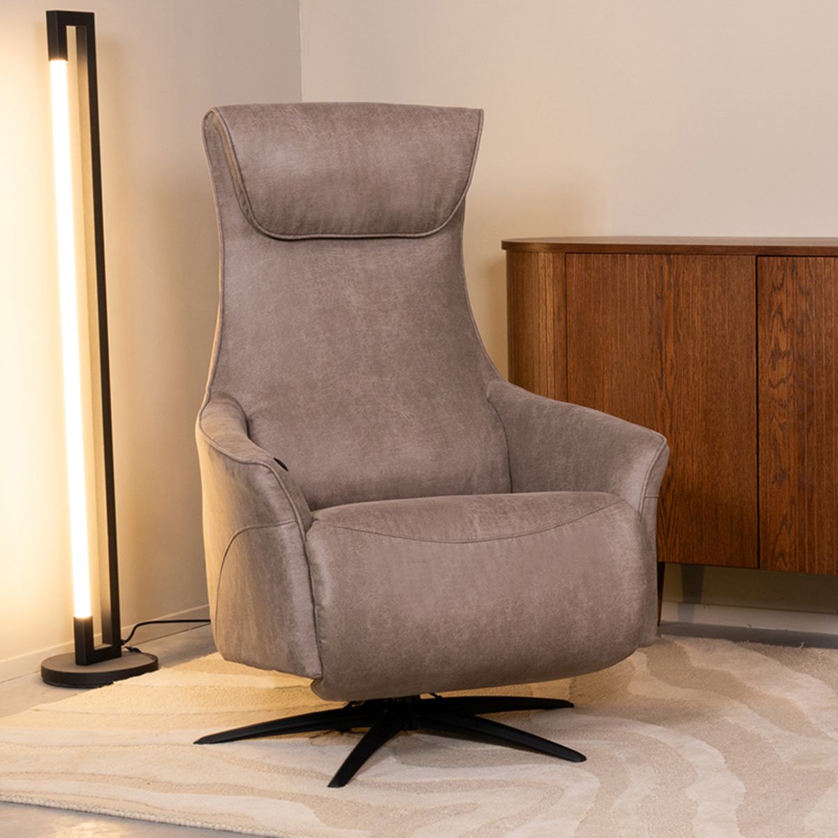Relaxfauteuil Lund | Taupe Microvezel