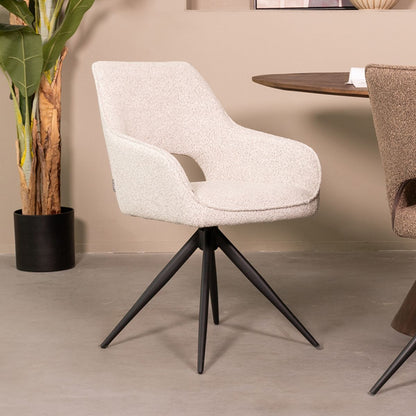 Eetkamerstoel Finley | Wit Bouclé