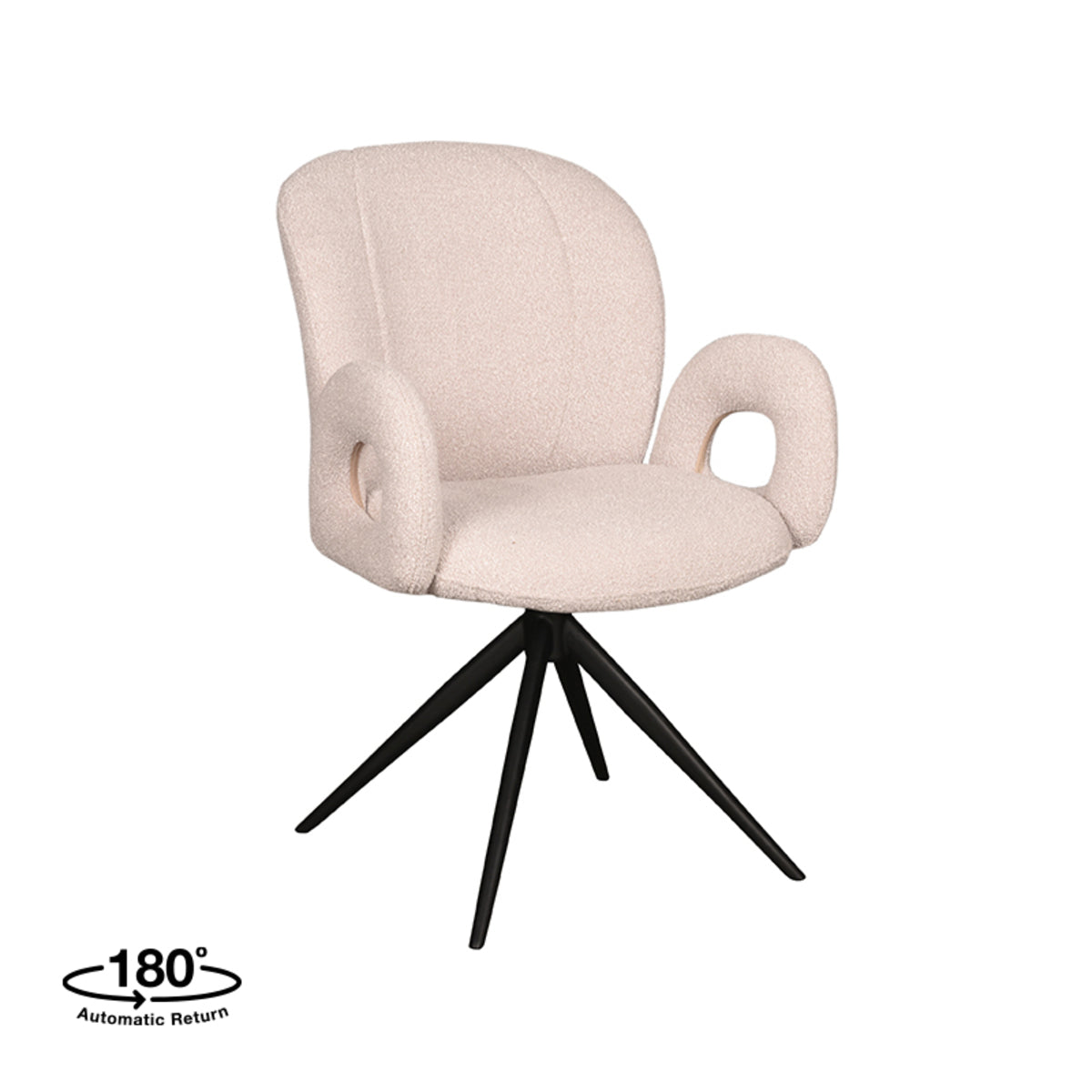 Eetkamerstoel Neo | Naturel Bouclé | Zwart Onderstel