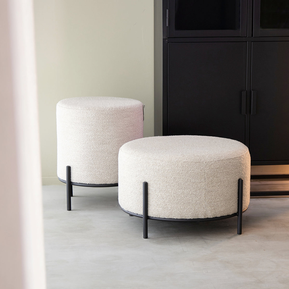 Poef Troy | 48 cm | Naturel Bouclé