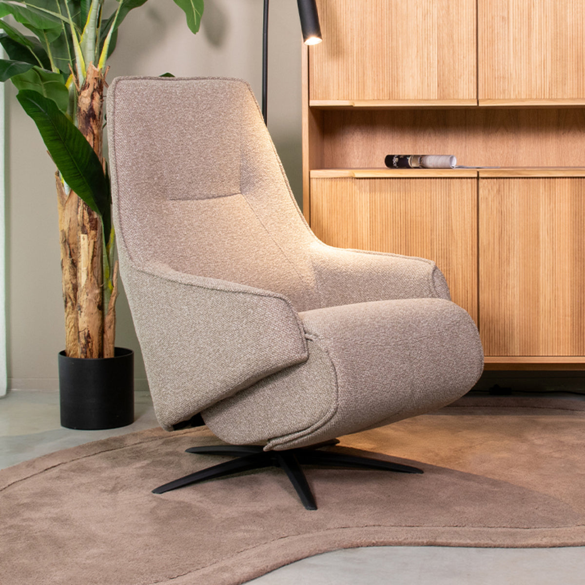 Relaxfauteuil Odense | Truffel/Grijs Bouclé