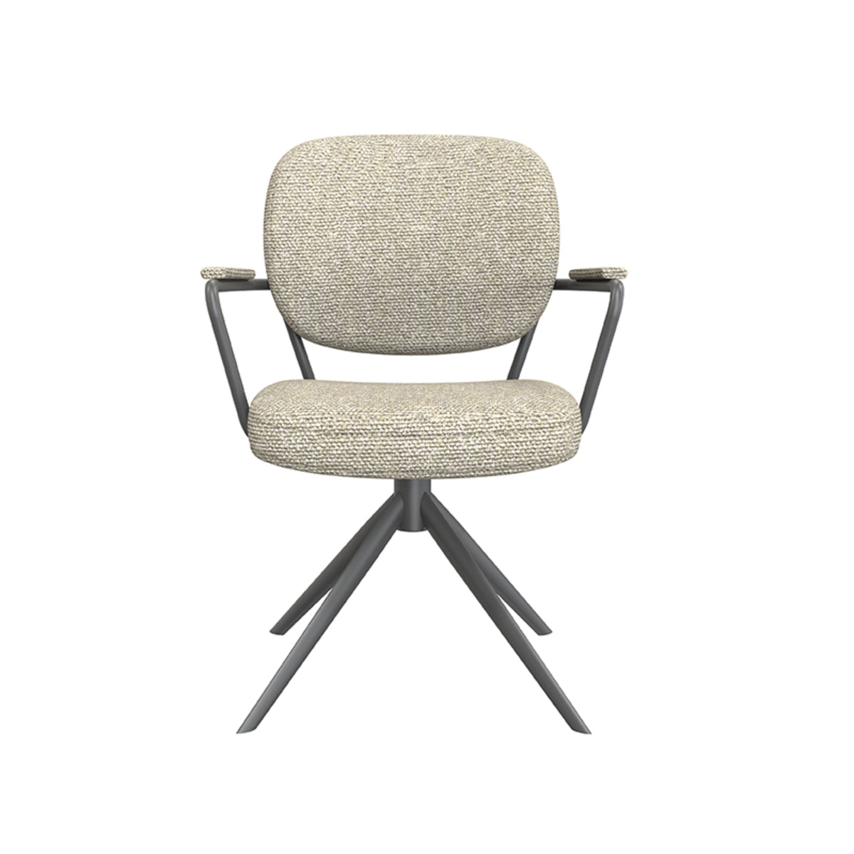 Eetkamerstoel Basel | Naturel Bouclé | Zwart Onderstel