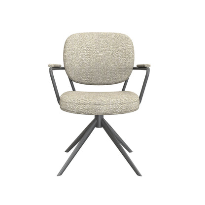 Eetkamerstoel Basel | Naturel Bouclé | Zwart Onderstel