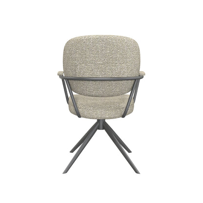 Eetkamerstoel Basel | Naturel Bouclé | Zwart Onderstel