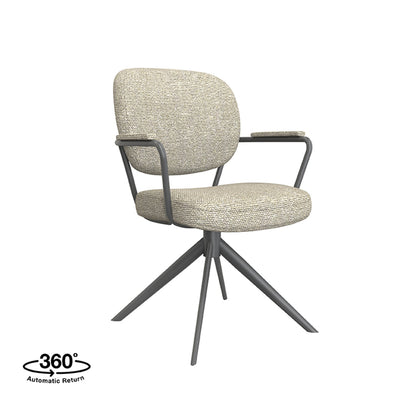 Eetkamerstoel Basel | Naturel Bouclé | Zwart Onderstel