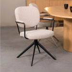 Eetkamerstoel Basel | Naturel Bouclé | Zwart Onderstel