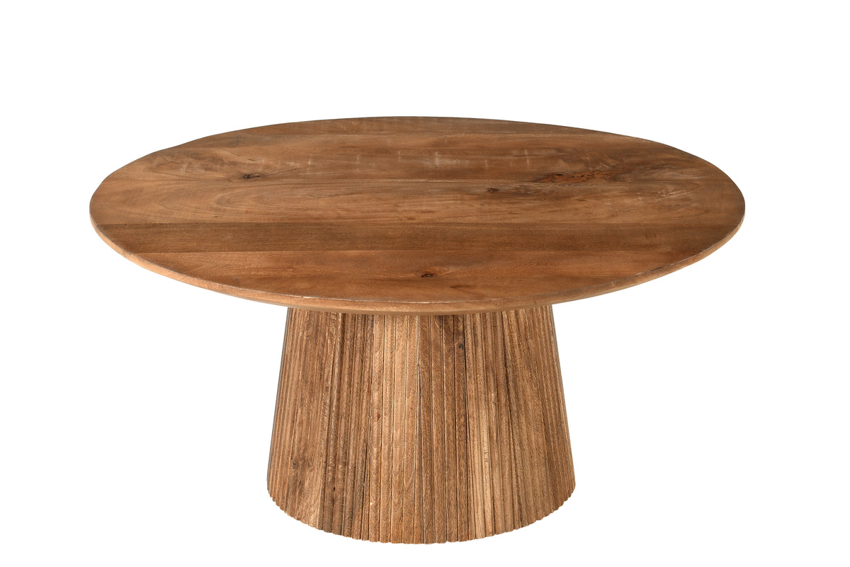 Salontafel Salvator mangohout naturel, vooraanzicht op witte achtergrond