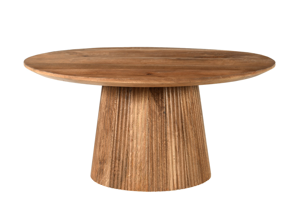 Salontafel Salvator mangohout naturel, vooraanzicht op witte achtergrond