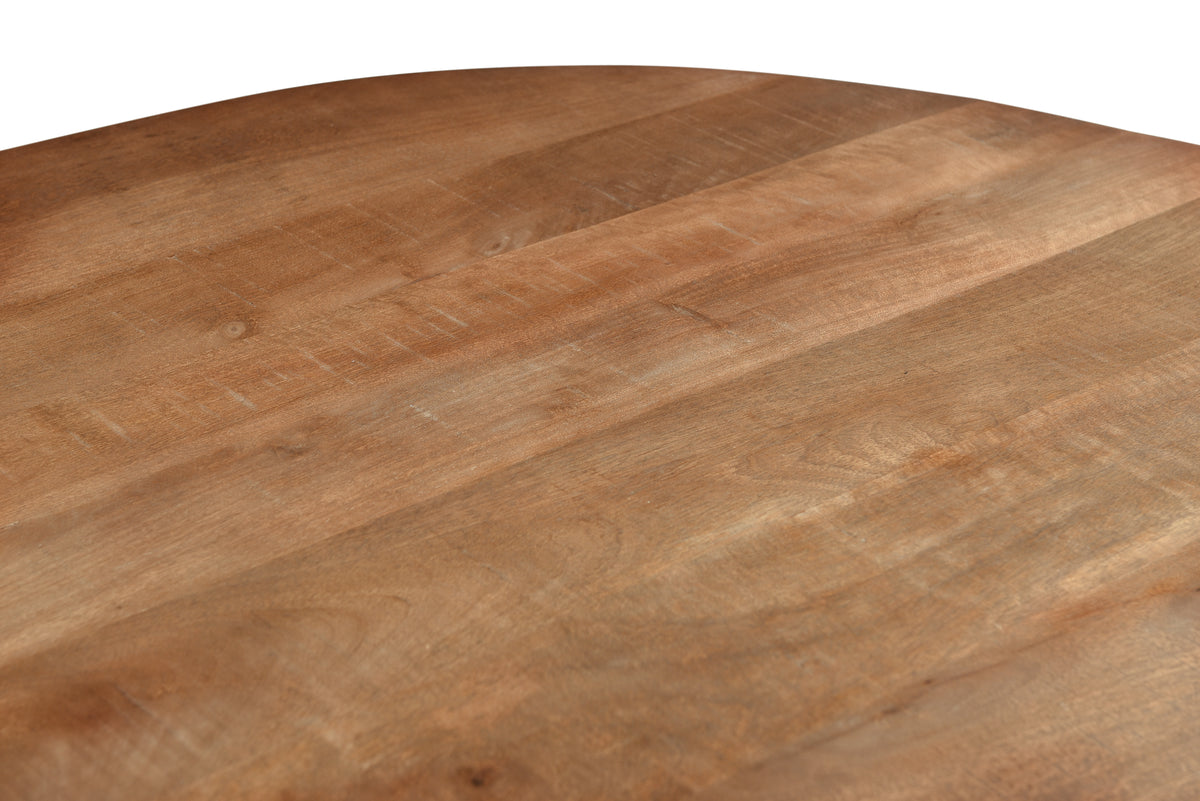 Eettafel Salvator ovaal naturel mangohout, detail van het materiaal