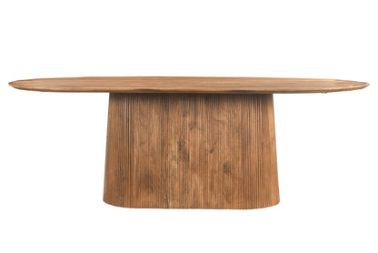 Eettafel Salvator ovaal naturel mangohout, vooraanzicht op witte achtergrond