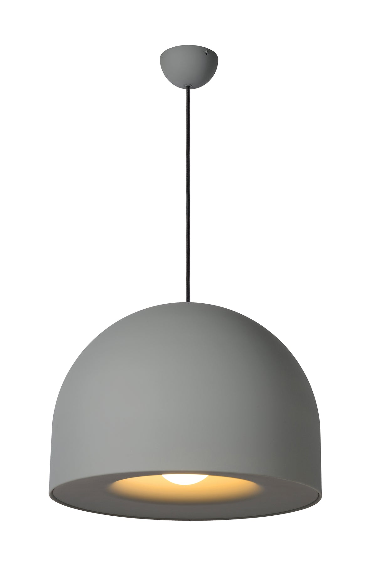 Hanglamp Akron e27 grijs, vooraanzicht op witte achtergrond