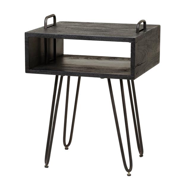 Nachtkastje Yucon | Zwart | Massief Acacia