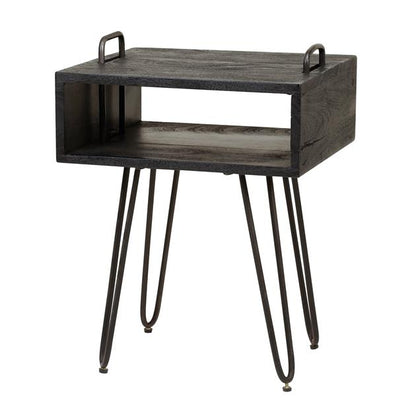 Nachtkastje Yucon | Zwart | Massief Acacia