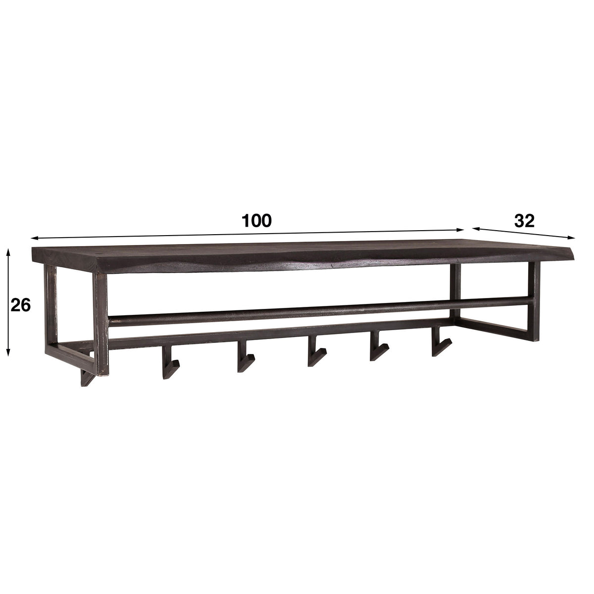 Kapstok Yucon 6 haken | Zwart Massief Acacia