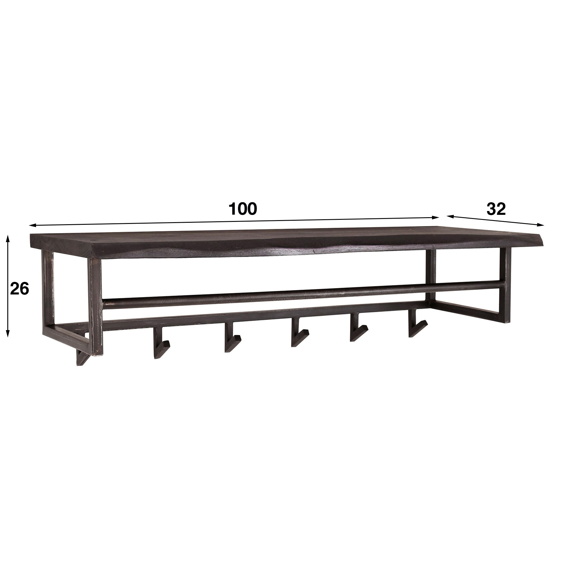 Kapstok Yucon 6 haken | Zwart Massief Acacia