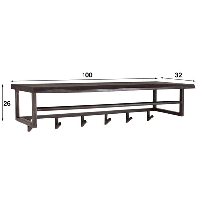 Kapstok Yucon 6 haken | Zwart Massief Acacia